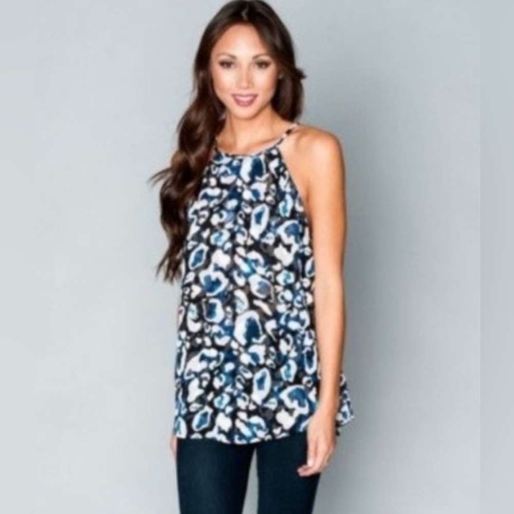 Show Me Your Mumu Tank Top Sheer Bandits Blue Tie Back Size M
